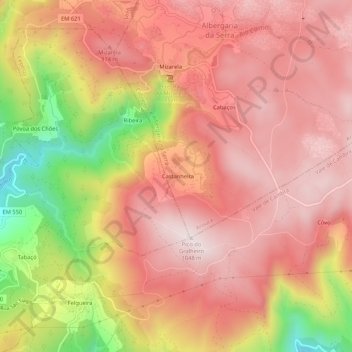 Topografische Karte Castanheira, Höhe, Relief