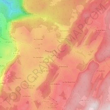 Topografische Karte Sous la Vye, Höhe, Relief