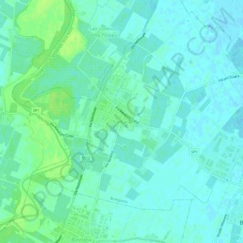 Topografische Karte Sorbara, Höhe, Relief