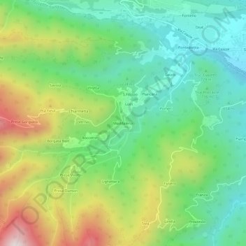 Topografische Karte Maddalena, Höhe, Relief