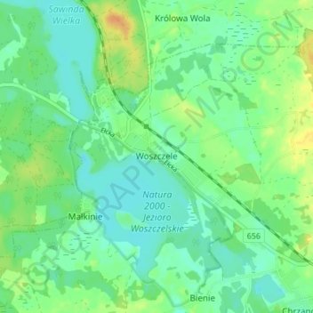 Topografische Karte Woszczele, Höhe, Relief