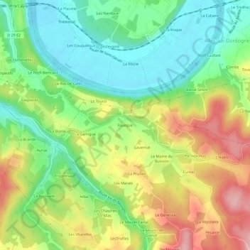 Topografische Karte Fourque, Höhe, Relief