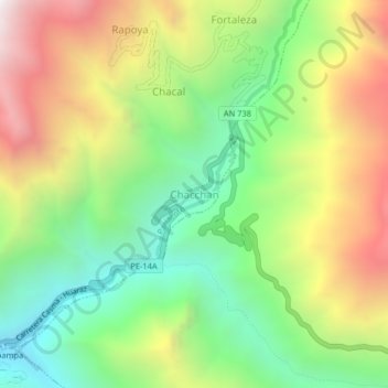 Topografische Karte Chacchan, Höhe, Relief