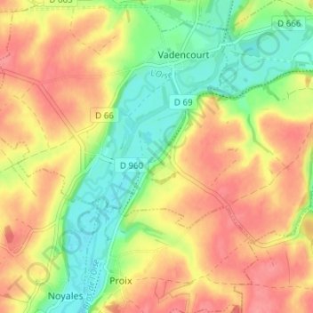 Topografische Karte Bohéries, Höhe, Relief