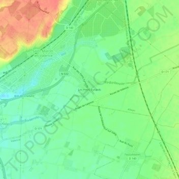 Topografische Karte Les Petits Eynards, Höhe, Relief