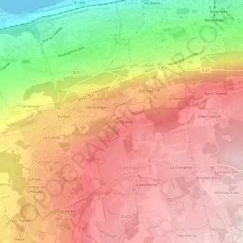 Topografische Karte Chez Desbois, Höhe, Relief