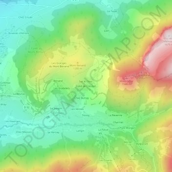 Topografische Karte Fond de Creusaz, Höhe, Relief