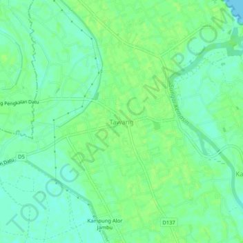 Topografische Karte Tawang, Höhe, Relief