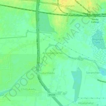 Topografische Karte Annaikattucheri, Höhe, Relief