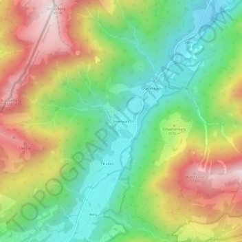 Topografische Karte Innerwald, Höhe, Relief