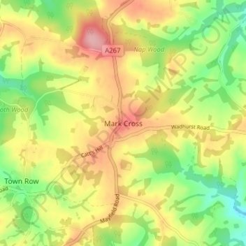 Topografische Karte Mark Cross, Höhe, Relief