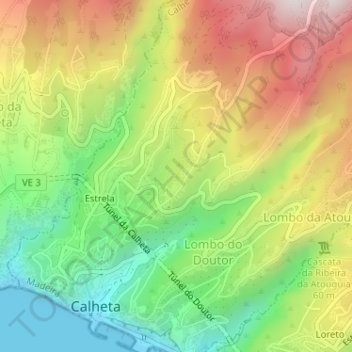 Topografische Karte Lombo do Salão, Höhe, Relief