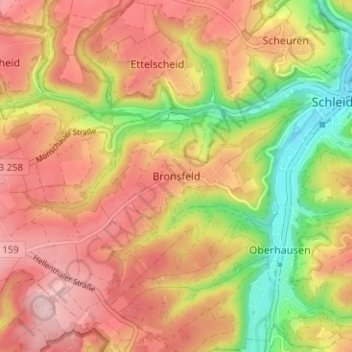 Topografische Karte Bronsfeld, Höhe, Relief