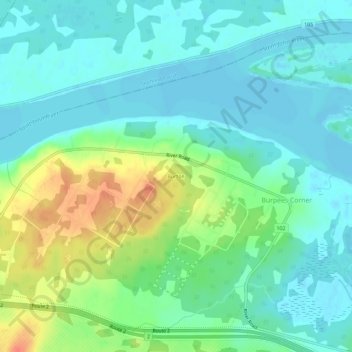 Topografische Karte Burton, Höhe, Relief