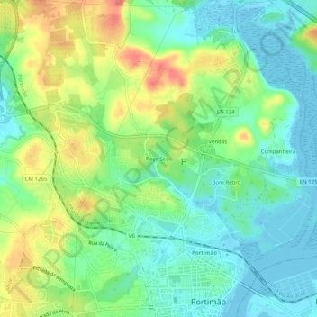 Topografische Karte Poço Seco, Höhe, Relief