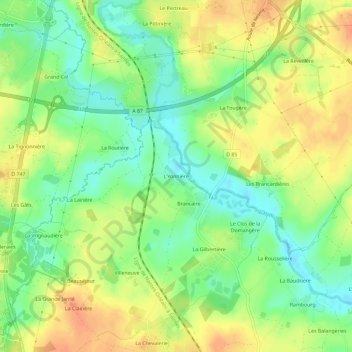 Topografische Karte L'Yonnière, Höhe, Relief