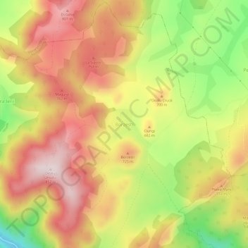 Topografische Karte Borzești, Höhe, Relief