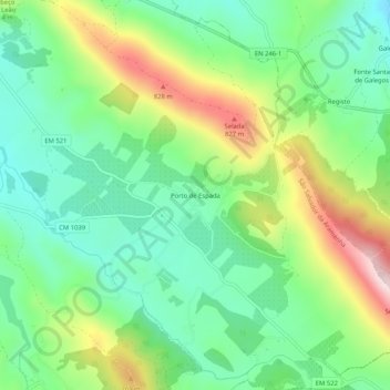 Topografische Karte Porto de Espada, Höhe, Relief