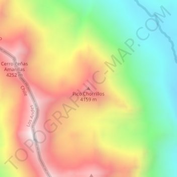 Topografische Karte Pico Chorrillos, Höhe, Relief