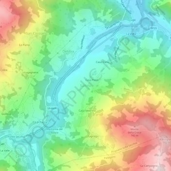 Topografische Karte Saltino, Höhe, Relief