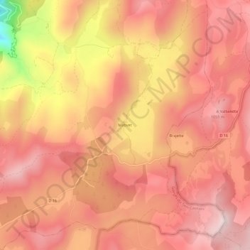 Topografische Karte Mativet, Höhe, Relief