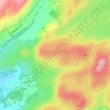 Topografische Karte Rattan Haw, Höhe, Relief