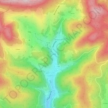 Topografische Karte Höfle, Höhe, Relief