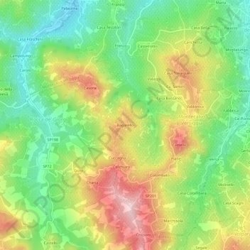 Topografische Karte Bagarello, Höhe, Relief