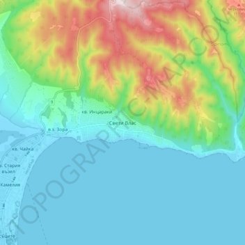 Topografische Karte Sweti Wlas, Höhe, Relief