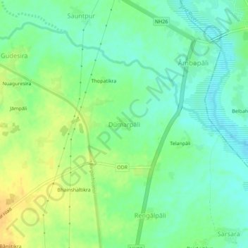 Topografische Karte Dumarpali, Höhe, Relief