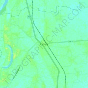 Topografische Karte Palashi, Höhe, Relief