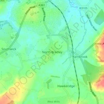 Topografische Karte North Bradley, Höhe, Relief