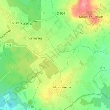 Topografische Karte L'Olizier, Höhe, Relief