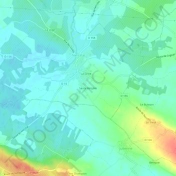 Topografische Karte Saute Bergère, Höhe, Relief