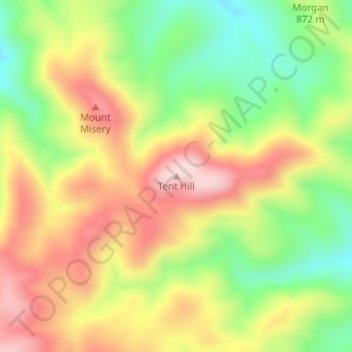 Topografische Karte Tent Hill, Höhe, Relief