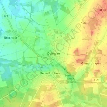 Topografische Karte Delmsen, Höhe, Relief