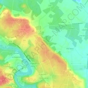 Topografische Karte La Franchie, Höhe, Relief