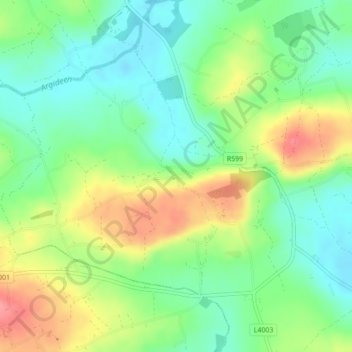 Topografische Karte Bealad Cross Roads, Höhe, Relief