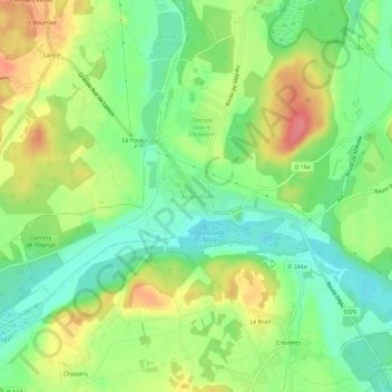 Topografische Karte Arandon, Höhe, Relief