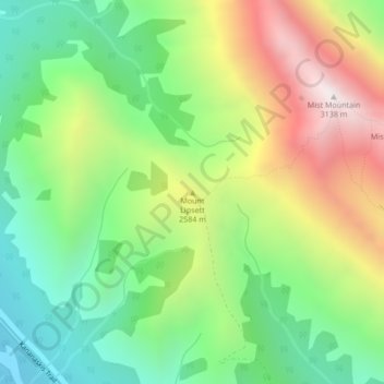 Topografische Karte Mount Lipsett, Höhe, Relief