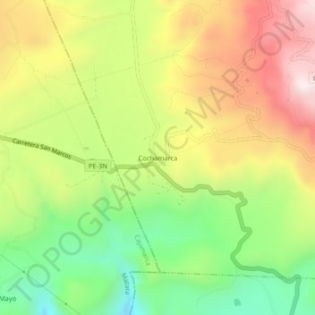 Topografische Karte Cochamarca, Höhe, Relief