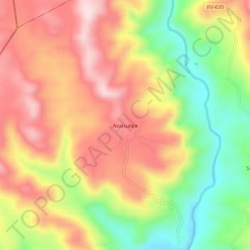 Topografische Karte Azacualpa, Höhe, Relief
