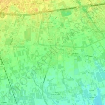Topografische Karte Ca' di David, Höhe, Relief