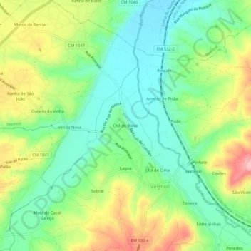 Topografische Karte Chã de Baixo, Höhe, Relief