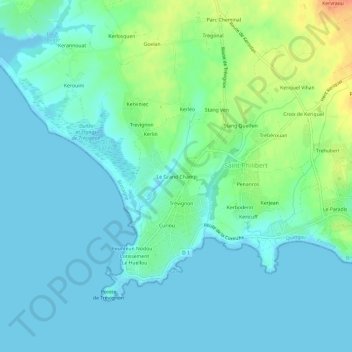 Topografische Karte Le Grand Champ, Höhe, Relief