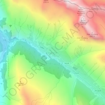 Topografische Karte Cresta (Avers), Höhe, Relief