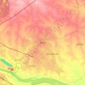 Topografische Karte Sindri, Höhe, Relief