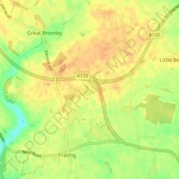 Topografische Karte Hare Green, Höhe, Relief