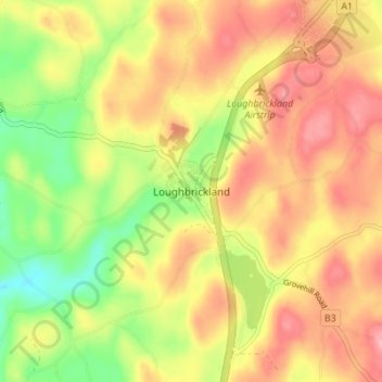 Topografische Karte Loughbrickland, Höhe, Relief