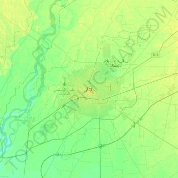 Topografische Karte Multan, Höhe, Relief